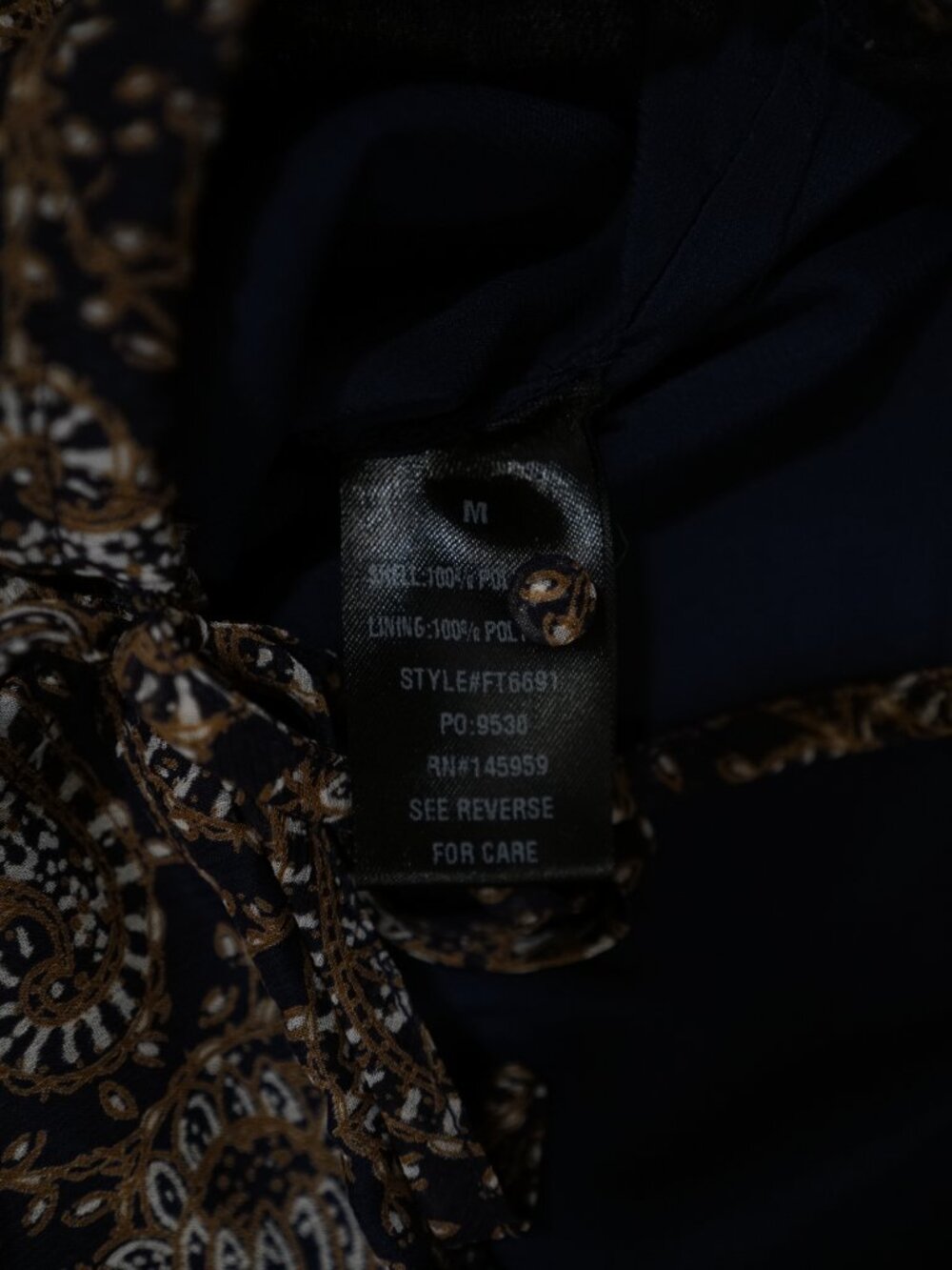 VICI Med Navy Brown Paisley Wrap Blouse Boho Chic Romantic Balloon Sleeve Top - Picture 5 of 7